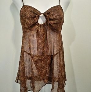 Vintage VS leopard print nightie w/matching panty.